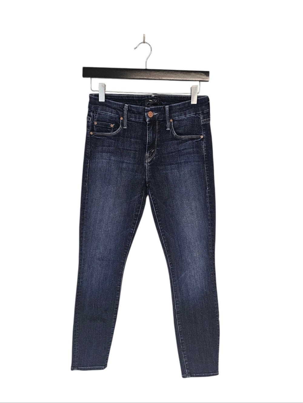 MOTHER The Looker Crop Mid Rise Skinny Here Kitty Kitty Blue Jeans 25โ Preowned